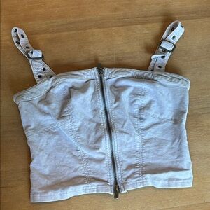Urban Outfitters soft Light lavender Zip-Up Top with buckle sleeves.